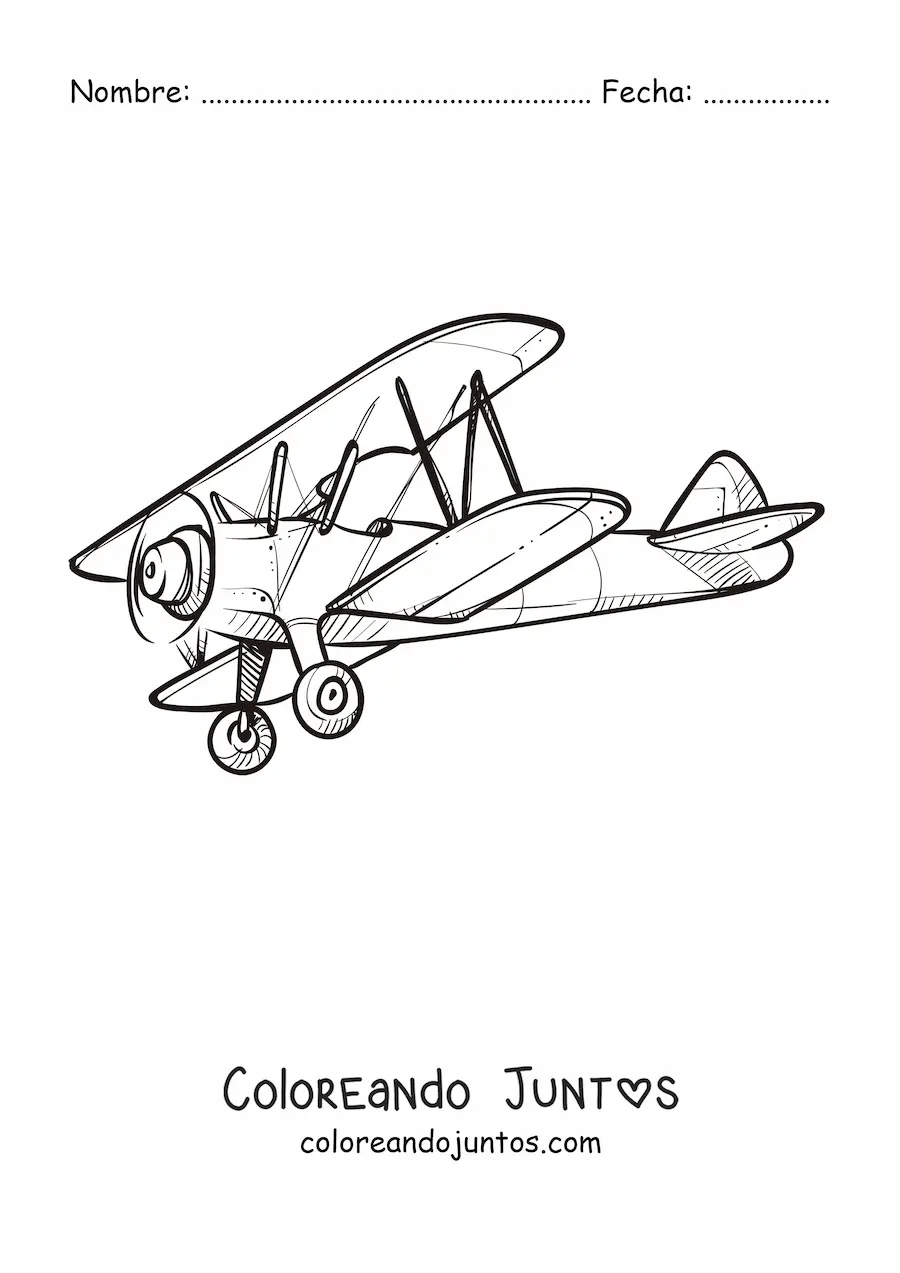 Imagen para colorear de un biplano