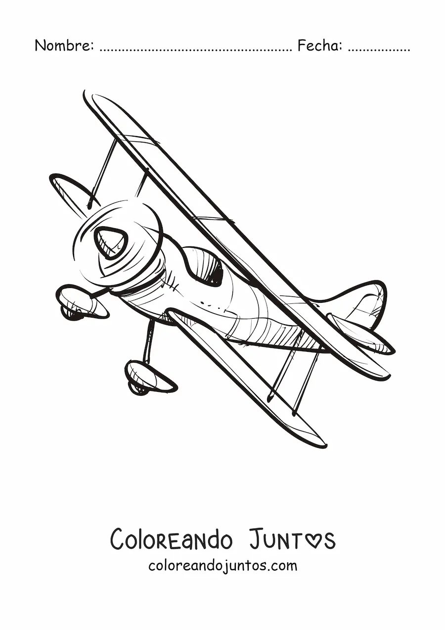 Imagen para colorear de un biplano