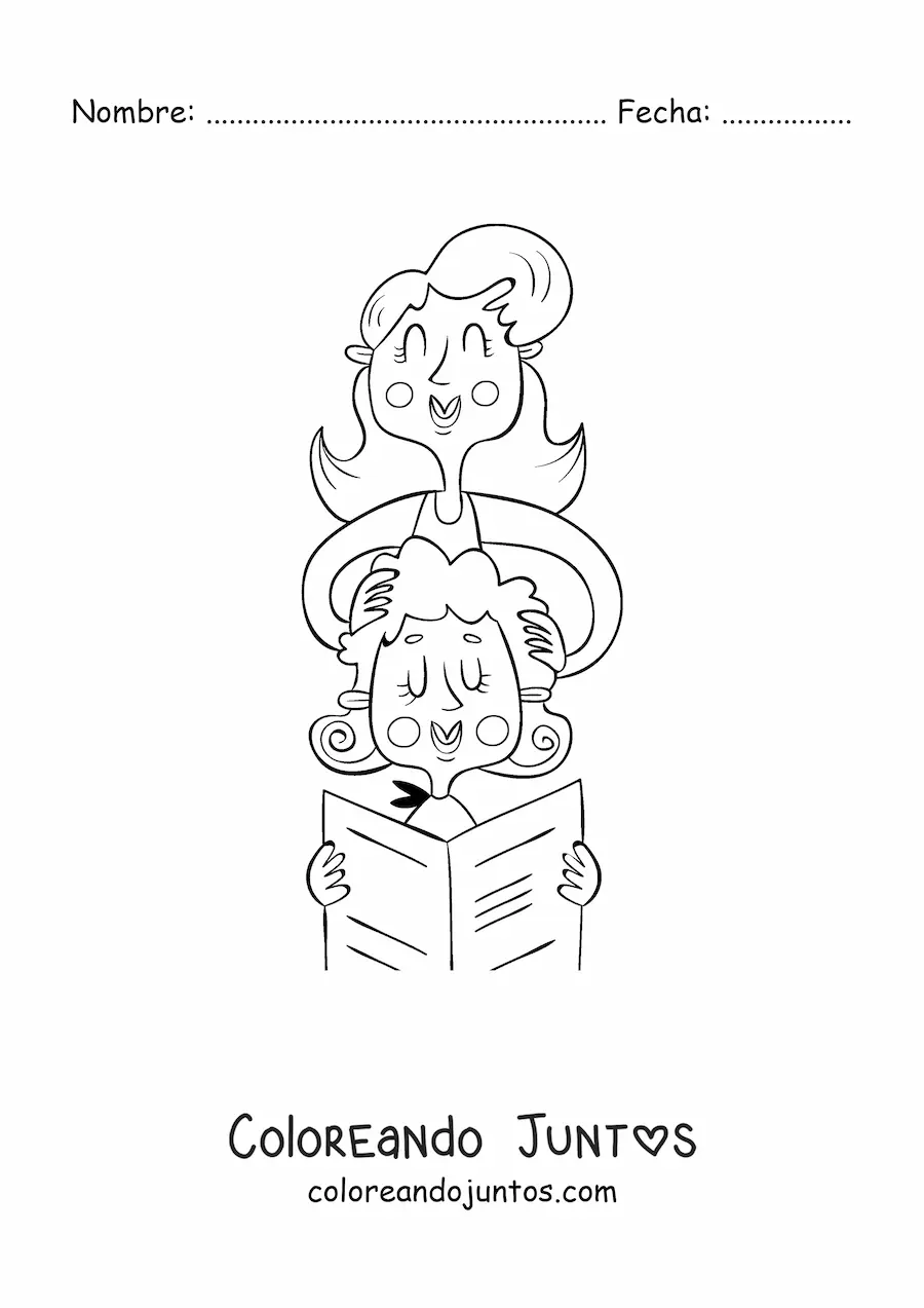 Imagen para colorear de peluquera peinando el cabello de una clienta