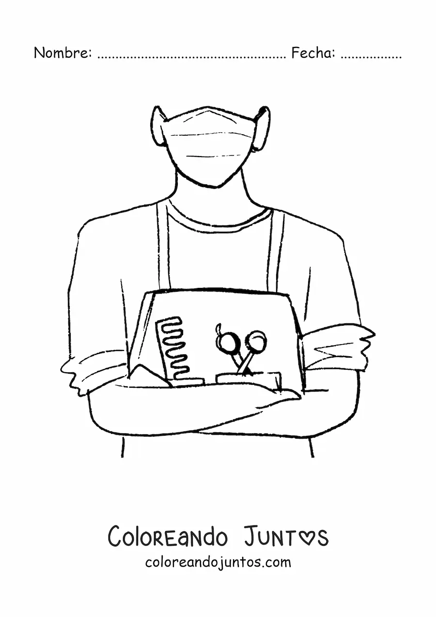 Imagen para colorear de barbero con un peine y unas tijeras