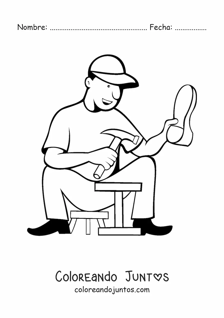Imagen para colorear de zapatero remendón trabajando