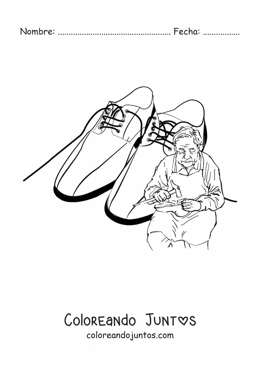Imagen para colorear de zapatero realista con un par de zapatos