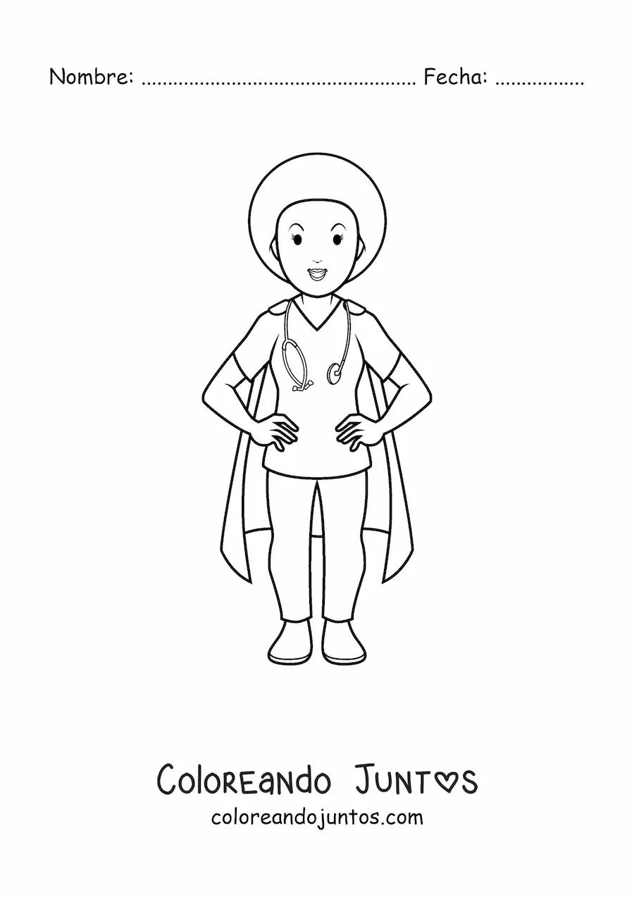 Imagen para colorear de enfermera superheroína