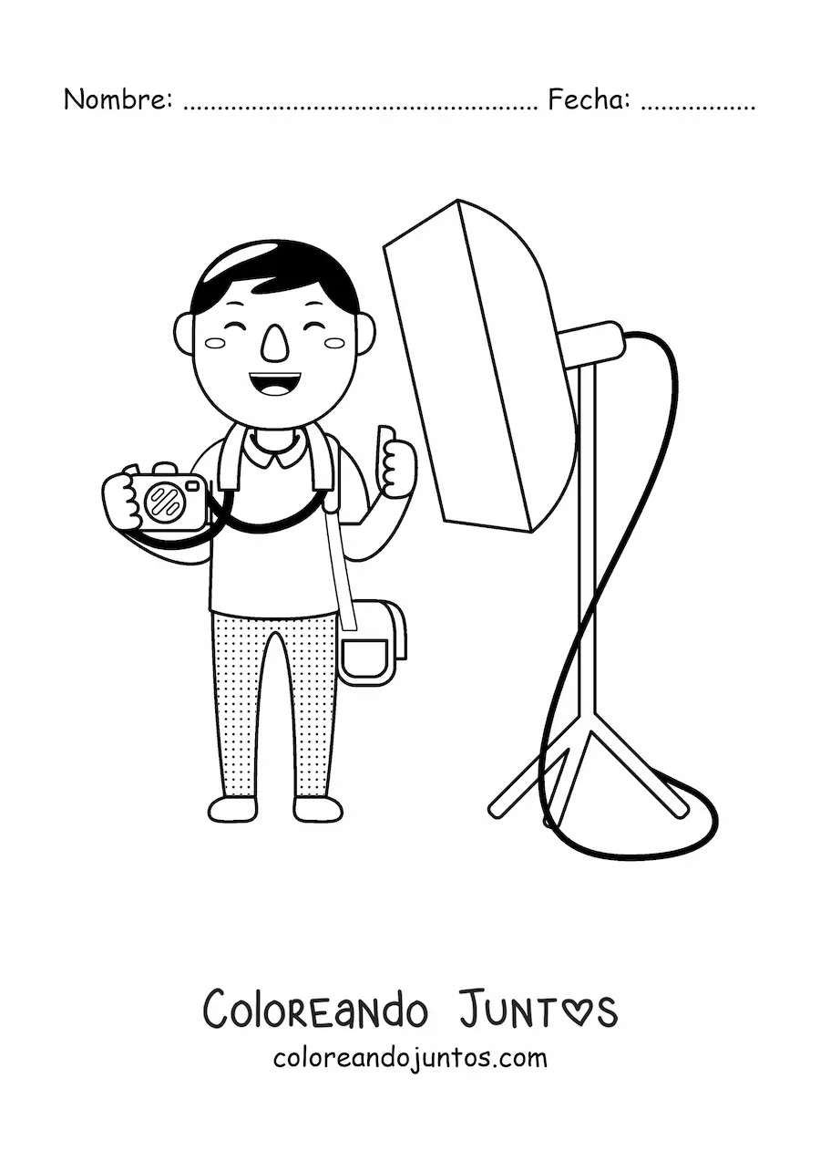 Imagen para colorear de fotógrafo profesional animado
