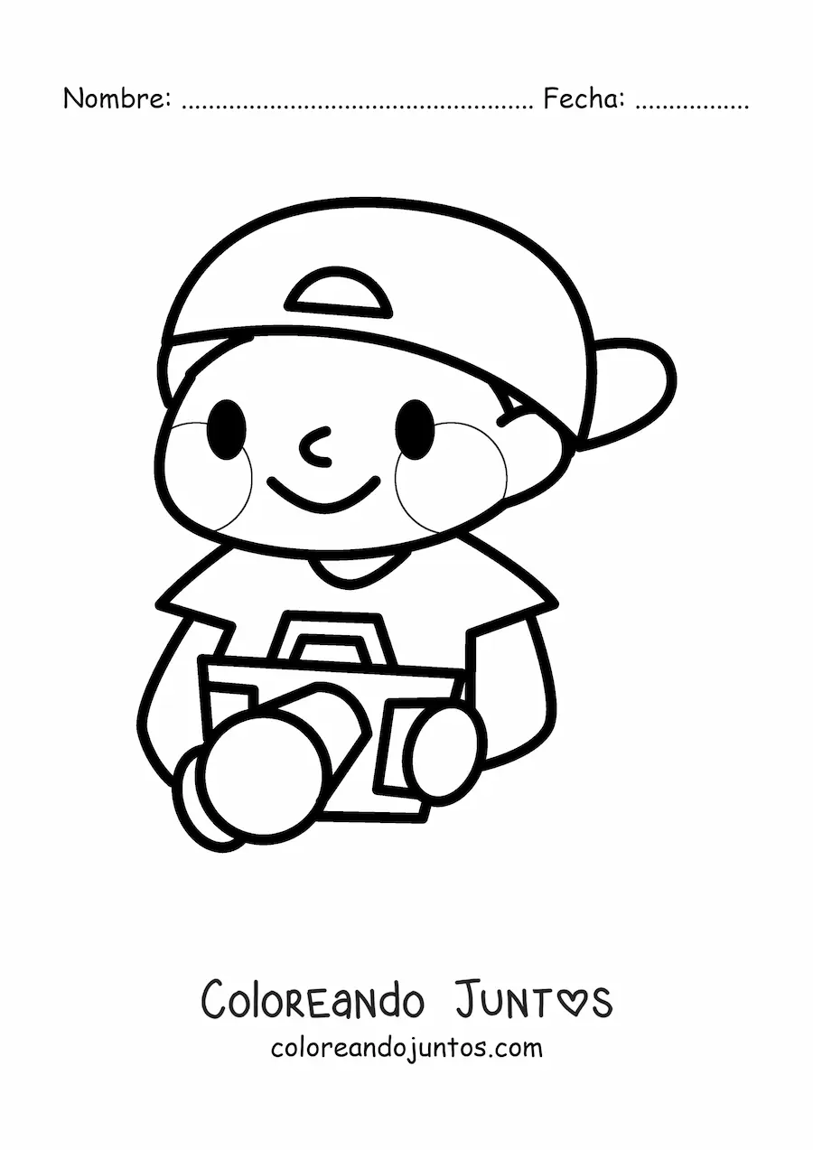 Imagen para colorear de niño fotógrafo animado kawaii