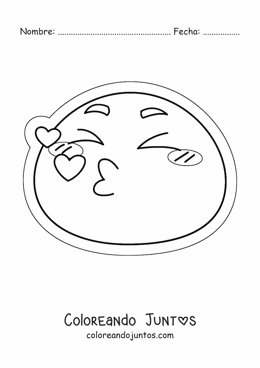 Imagen para colorear de emoji de besos con corazones