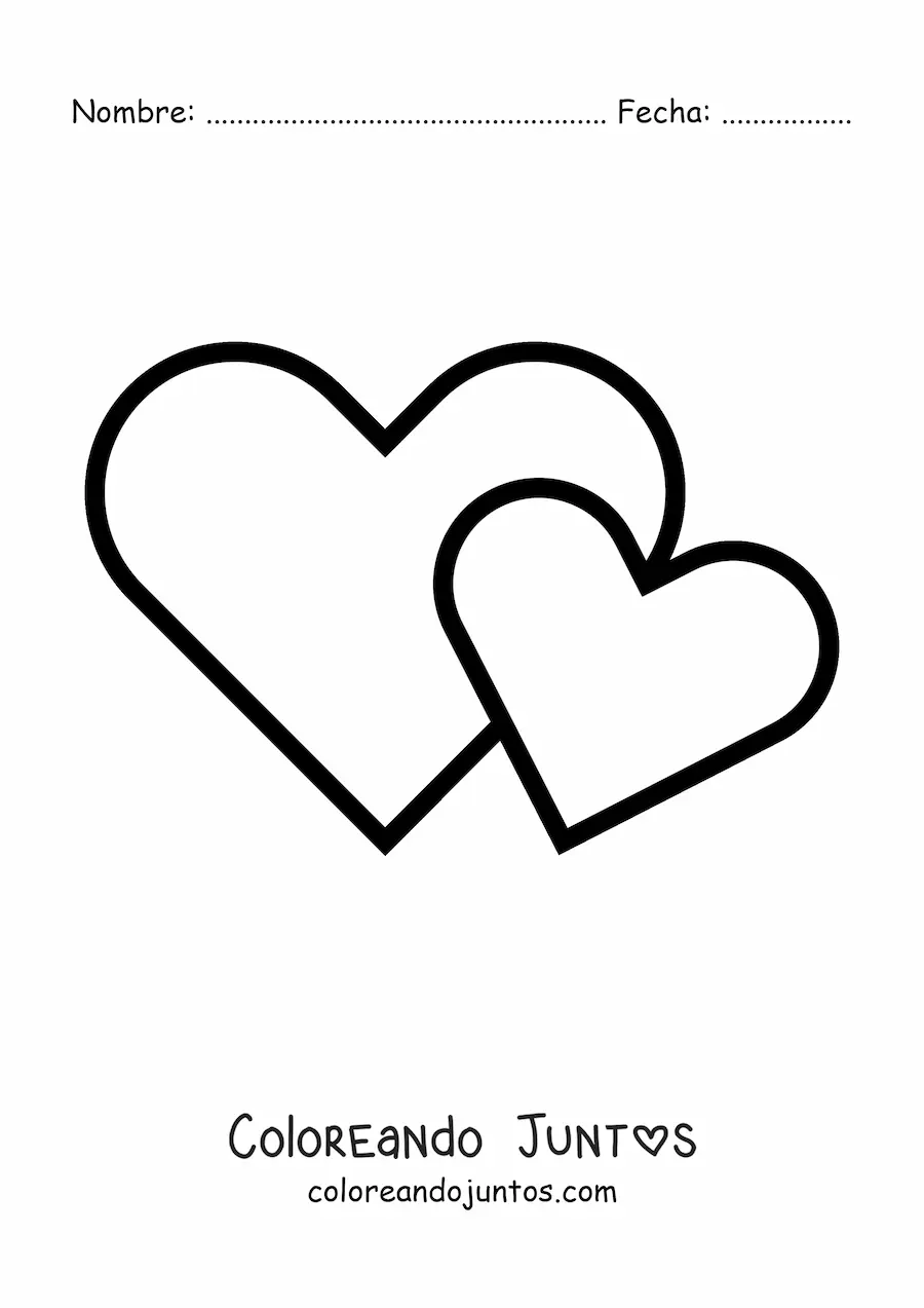Imagen para colorear de emoji de dos corazones juntos