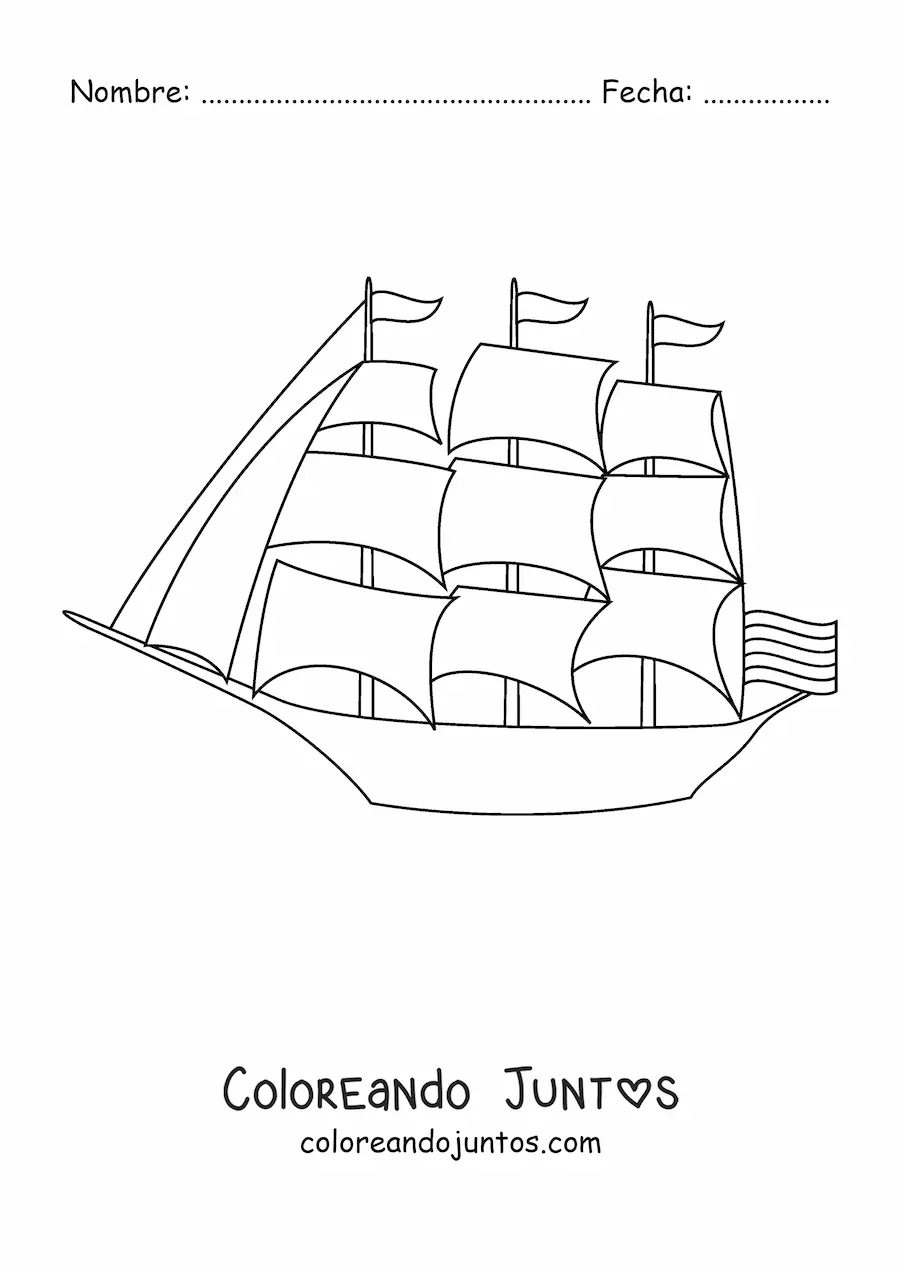 Imagen para colorear de un galeón