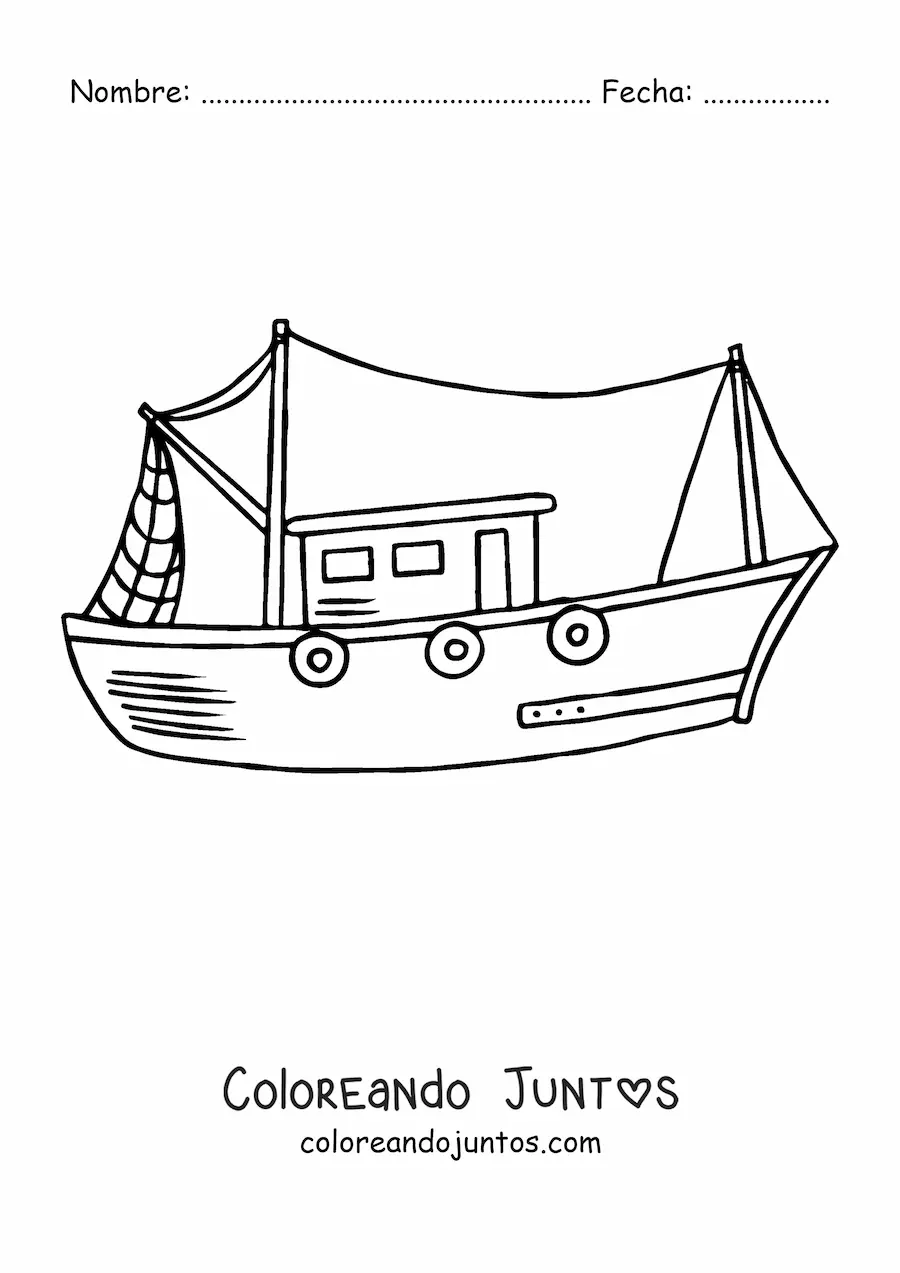 Imagen para colorear de un barco pesquero