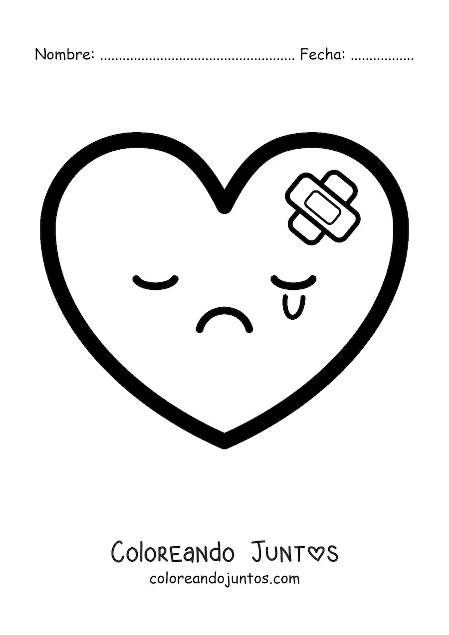 Imagen para colorear de emoji de corazón roto