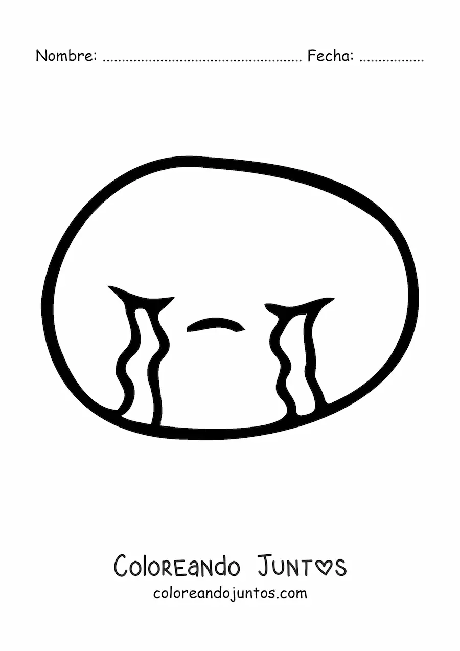 Imagen para colorear de emoji llorando