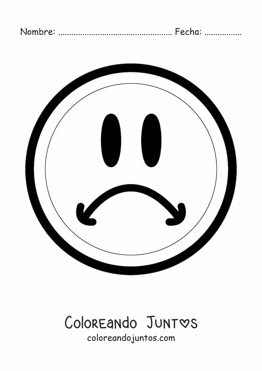 Imagen para colorear de carita triste grande