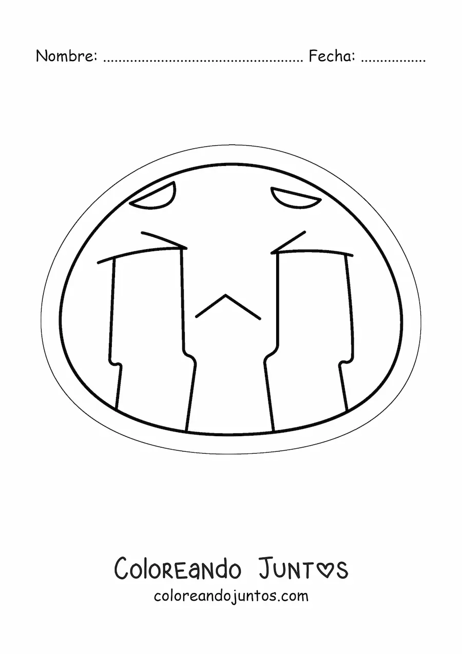 Imagen para colorear de emoji triste kawaii llorando
