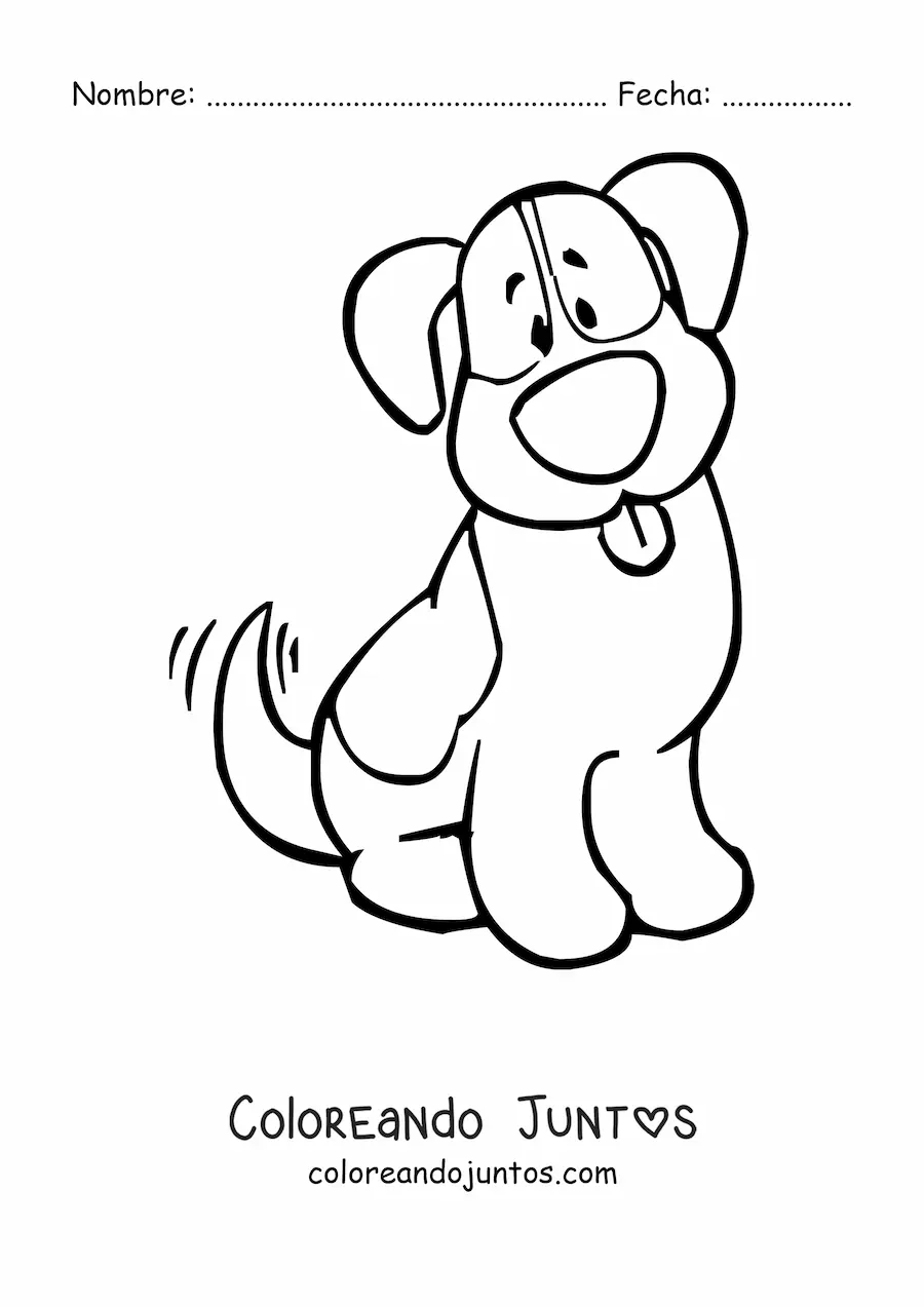Imagen para colorear de un perro con manchas animado sentado moviendo la cola