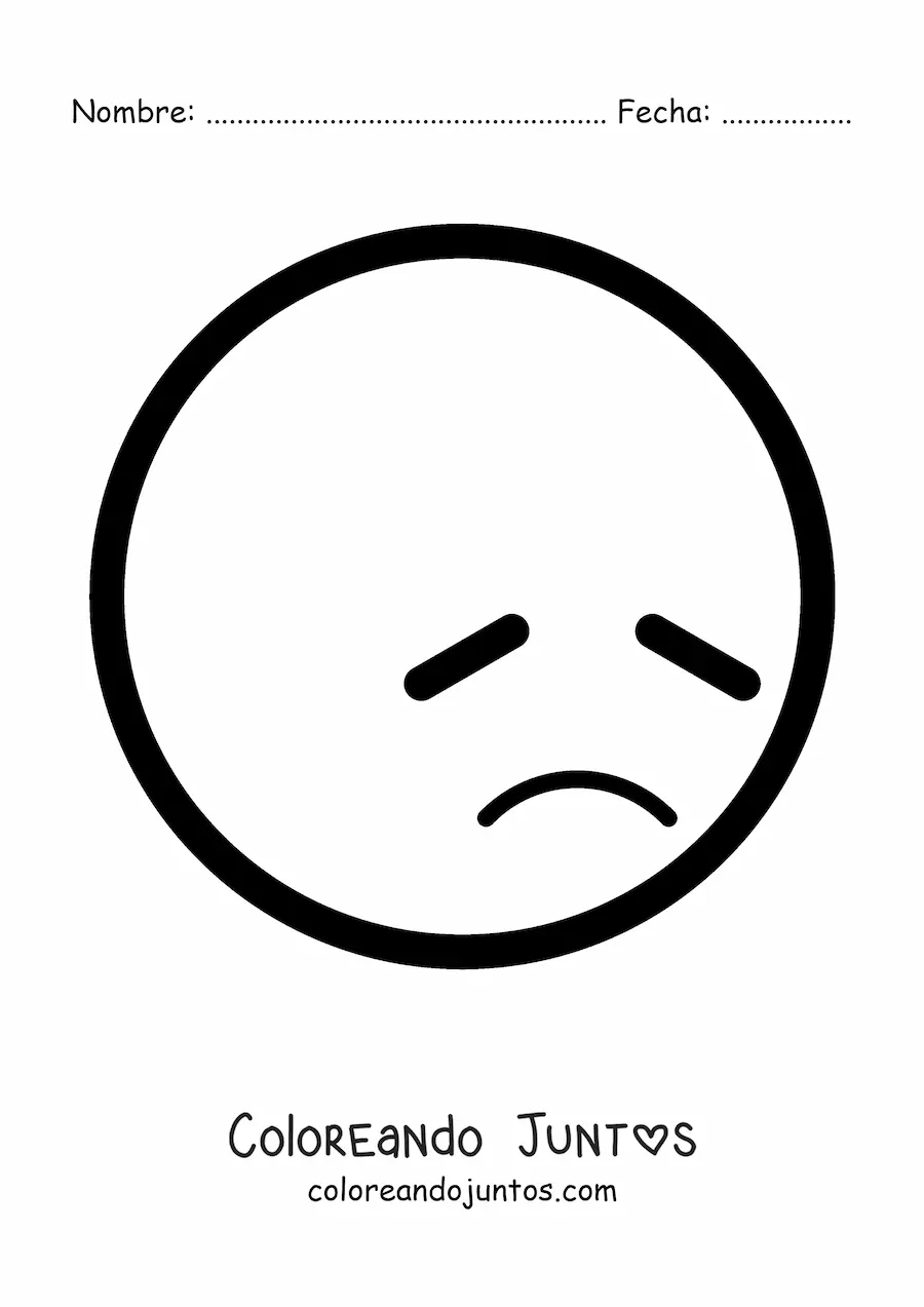 Imagen para colorear de emoji deprimido