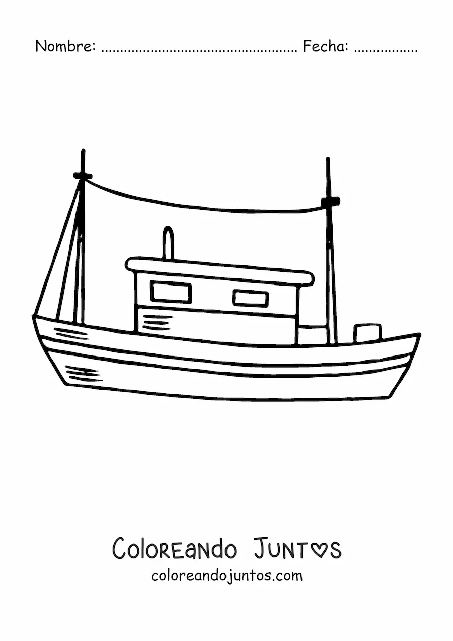 Imagen para colorear de un barco pesquero