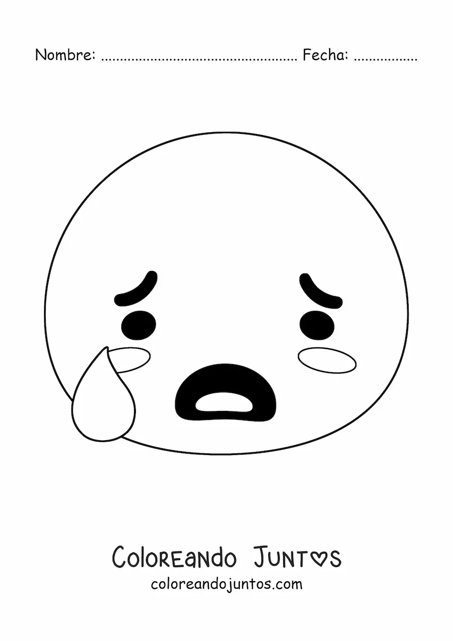 Imagen para colorear de emoji de temor animado