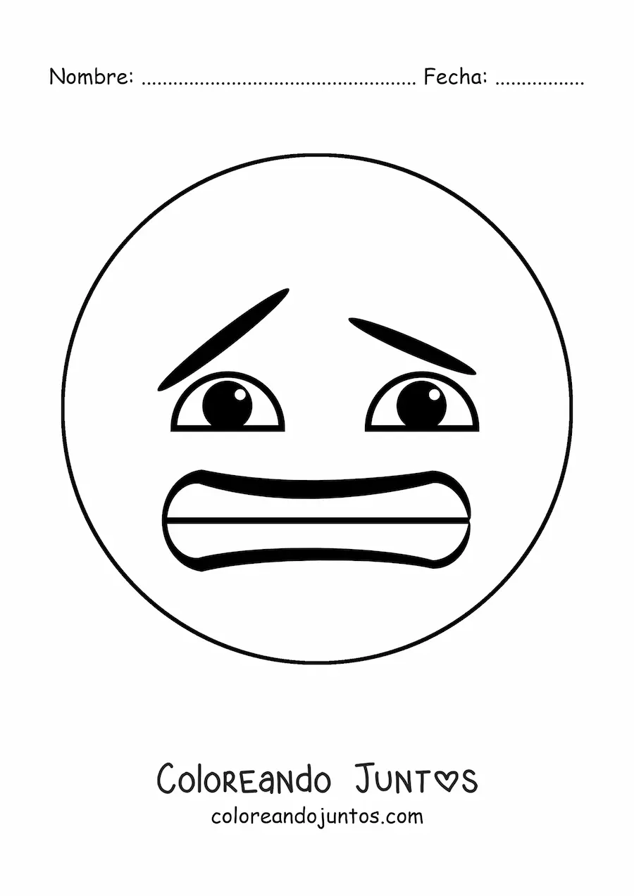 Imagen para colorear de emoji miedoso