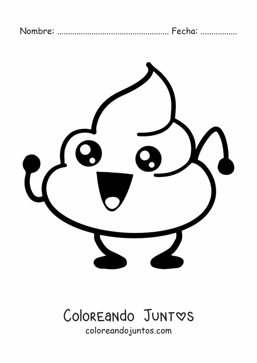 Imagen para colorear de emoji de caquita feliz animada bailando