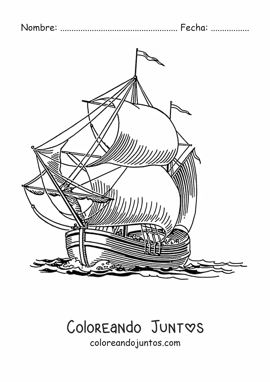 Imagen para colorear de un barco en el mar