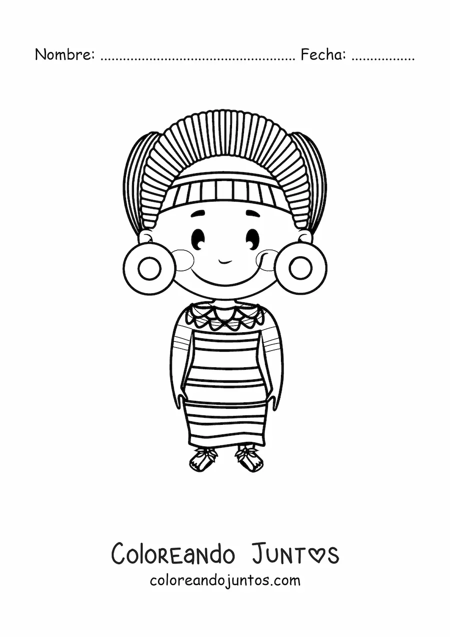 Imagen para colorear de mujer maya