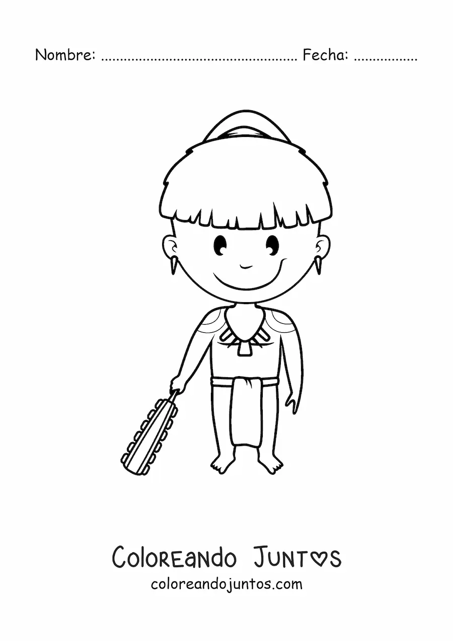 Imagen para colorear de hombre maya