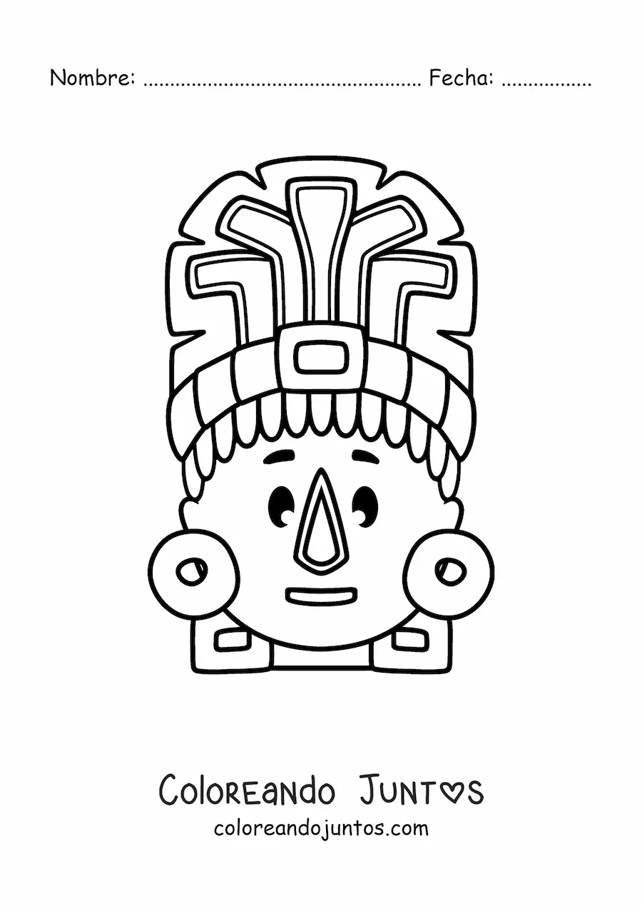 Imagen para colorear de máscara maya