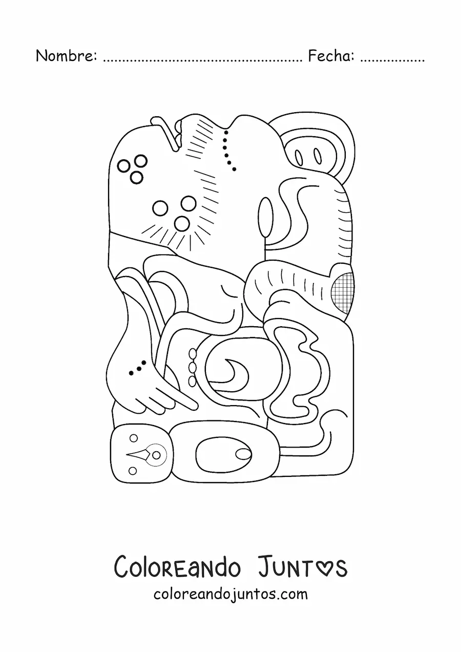 Imagen para colorear de jeroglífico maya