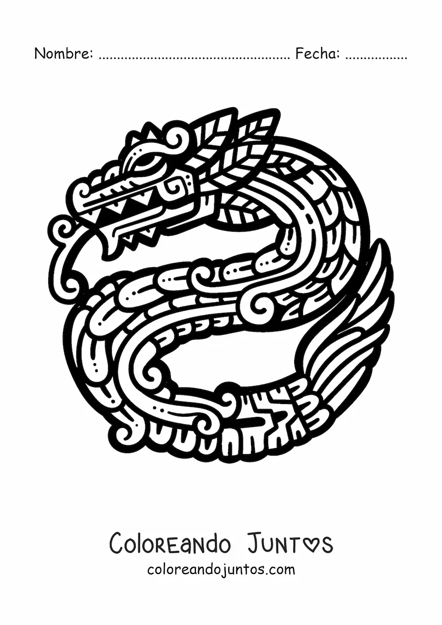 Imagen para colorear de serpiente azteca