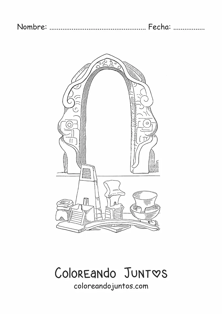 Imagen para colorear de arte azteca