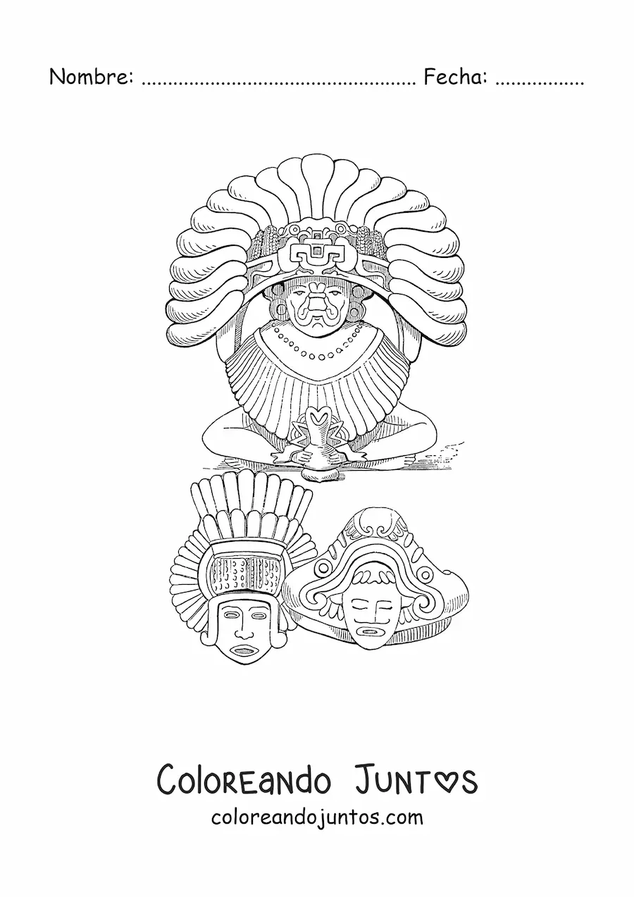 Imagen para colorear de esculturas aztecas
