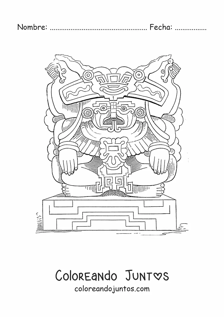 Imagen para colorear de escultura azteca