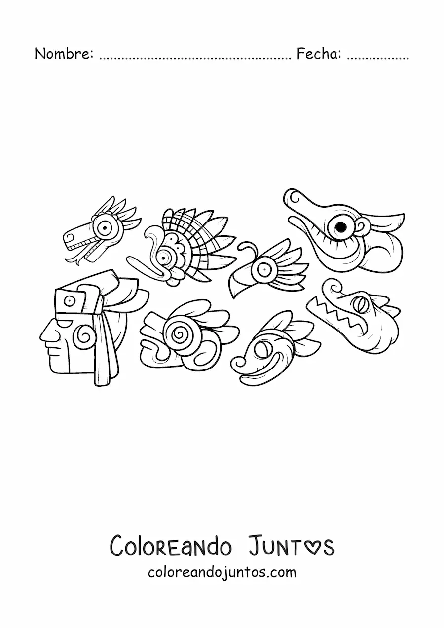 Imagen para colorear de dioses aztecas