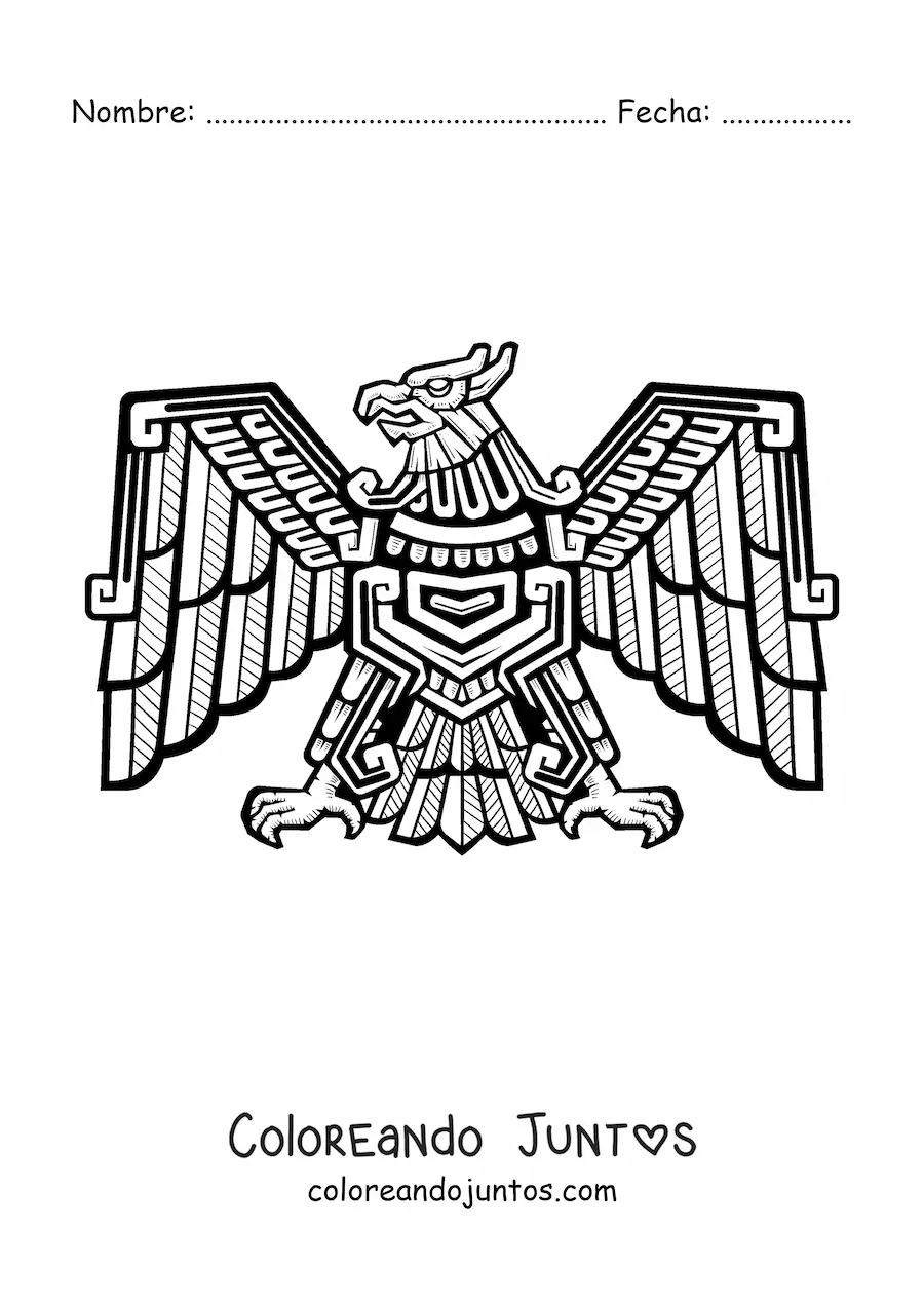 Imagen para colorear de escultura de águil azteca