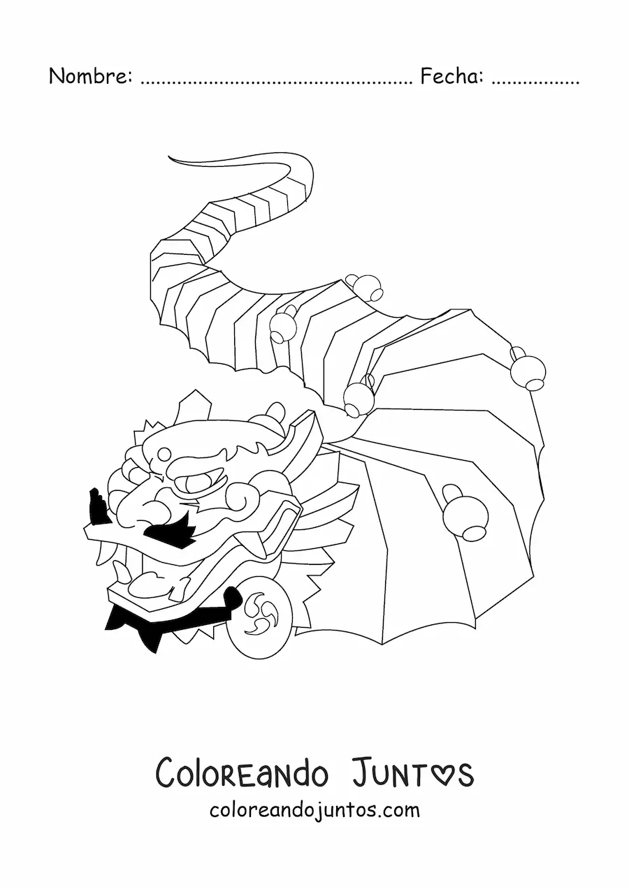 Imagen para colorear de dragón de la cultura china
