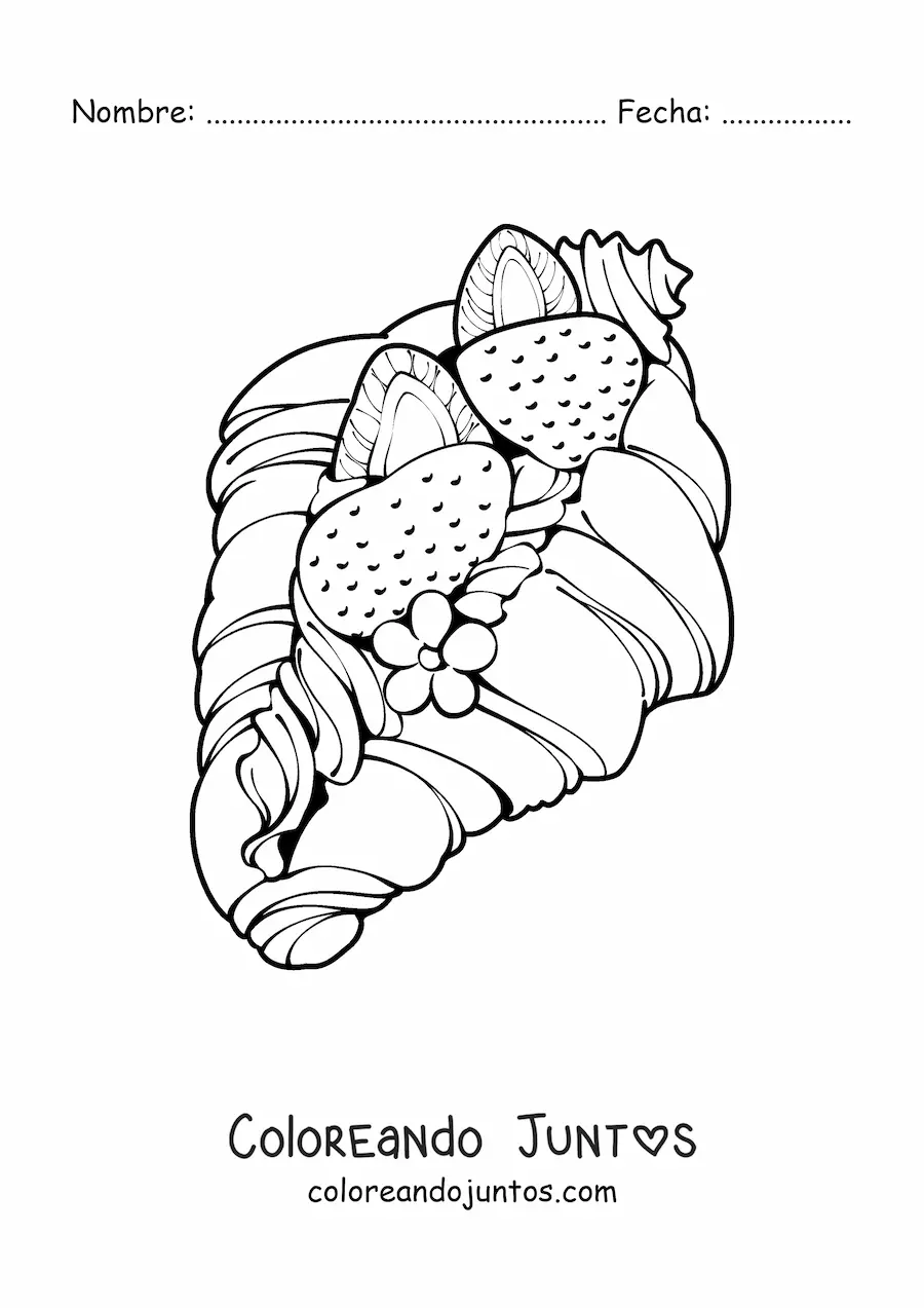 Imagen para colorear de croissant dulce relleno