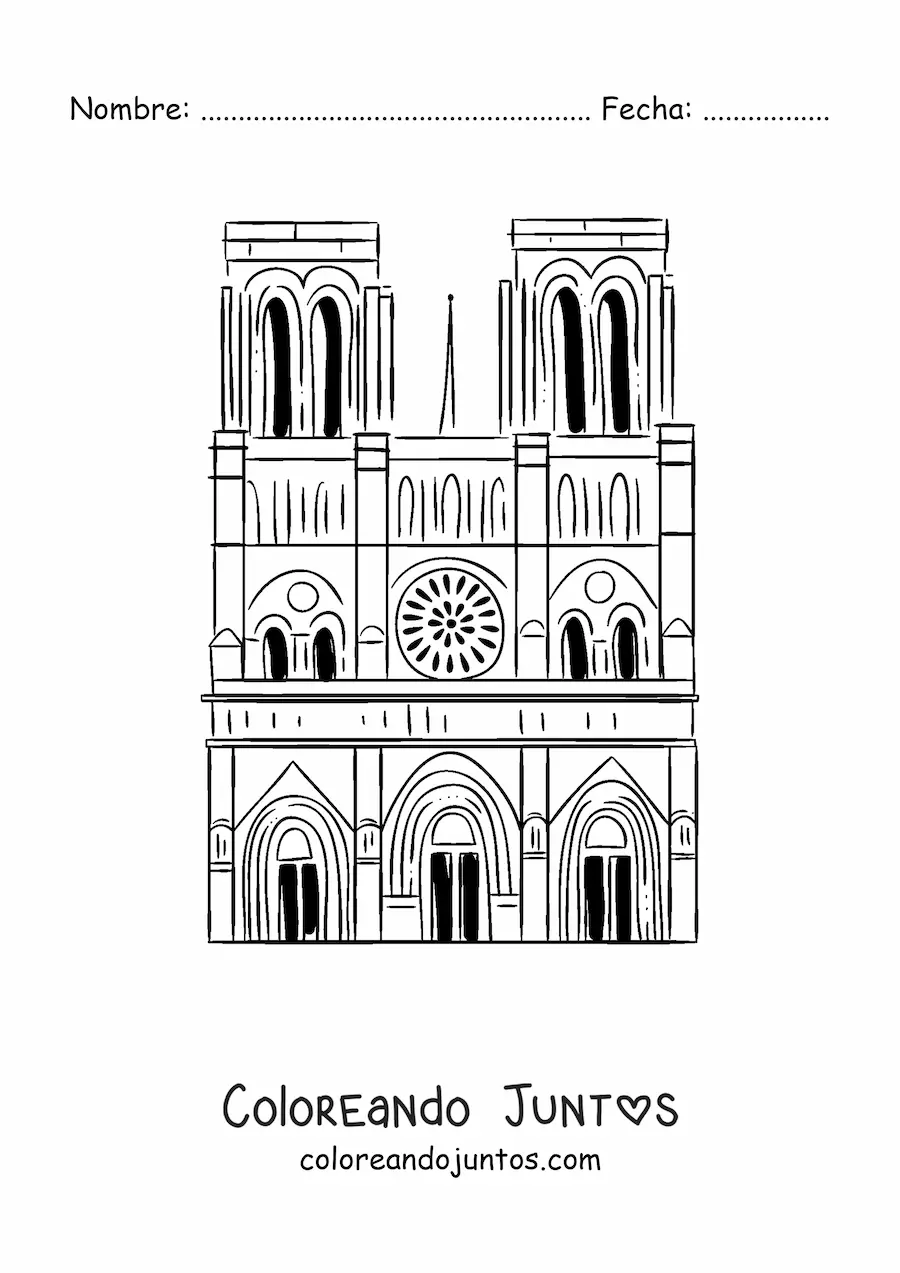 Imagen para colorear de catedral de notre dame