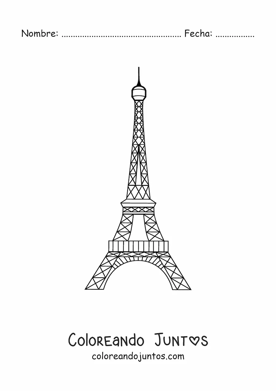 Imagen para colorear de torre eiffel fácil