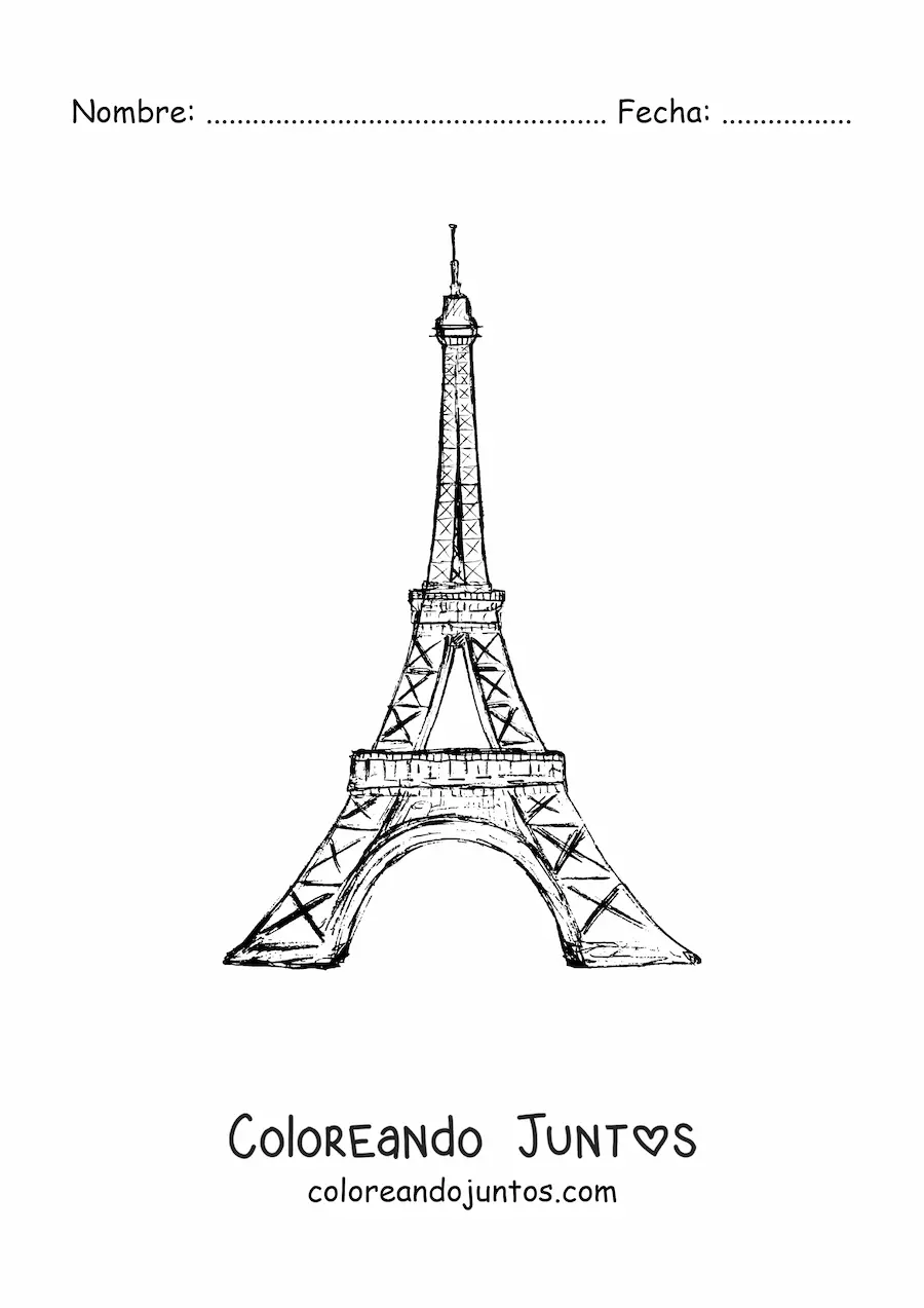Imagen para colorear de torre eiffel