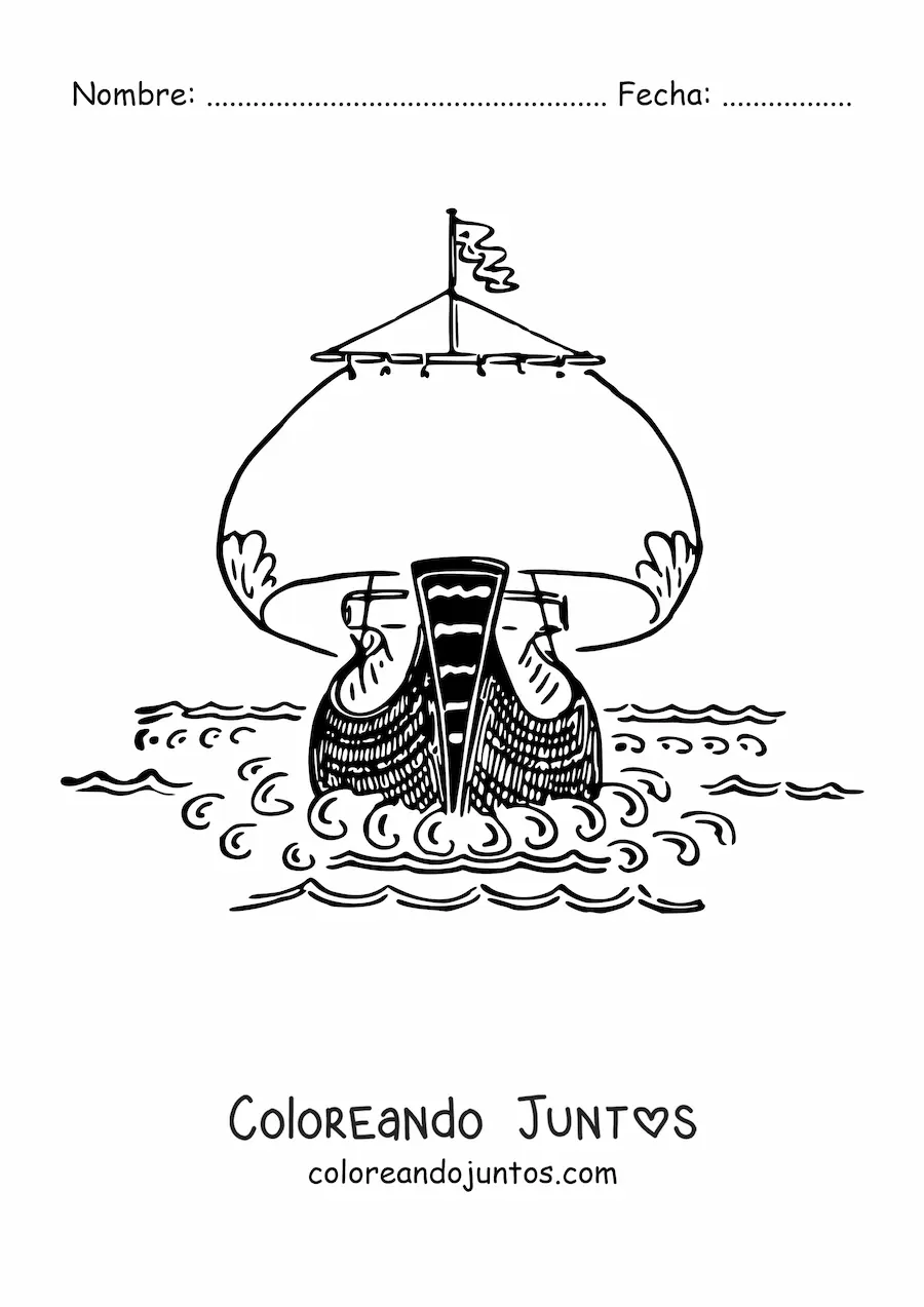 Imagen para colorear de la proa de un barco en el mar