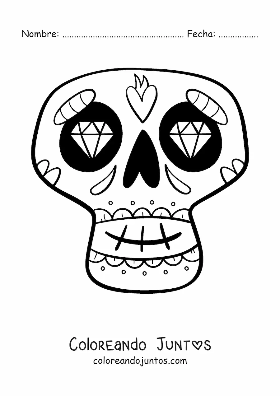 Imagen para colorear de calavera mexicana fácil