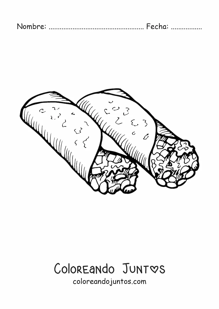 Imagen para colorear de burritos