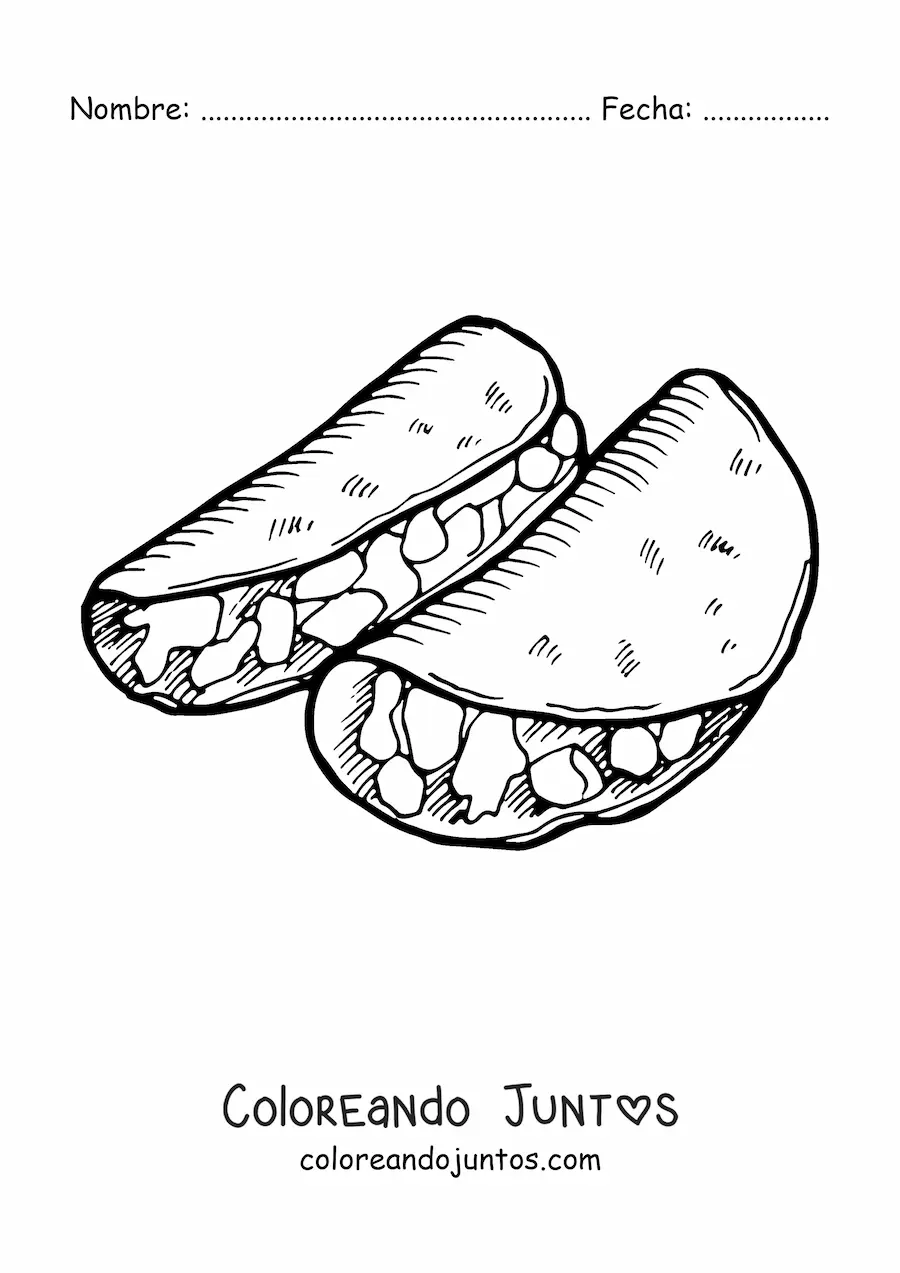 Imagen para colorear de tacos mexicanos