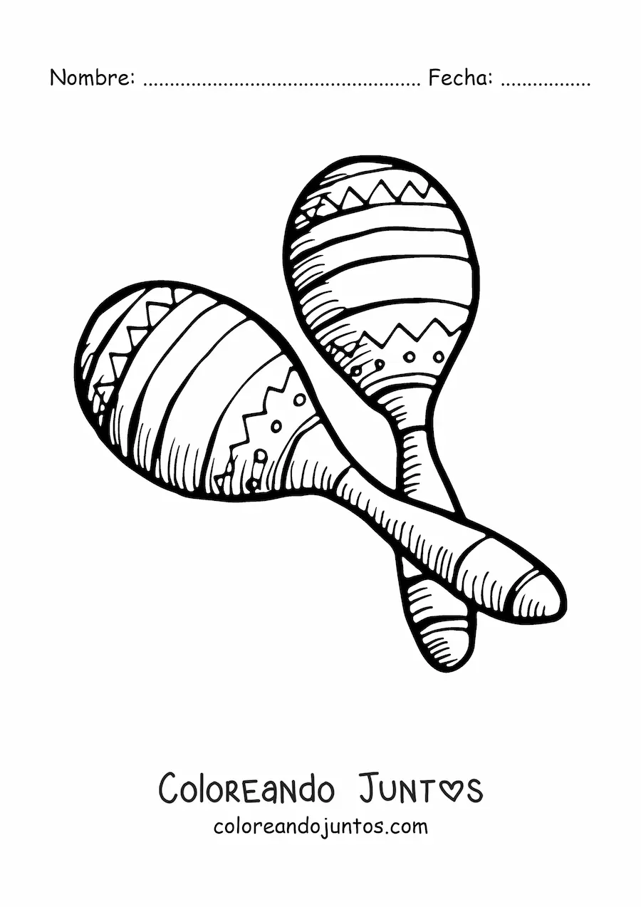Imagen para colorear de maracas mexicanas