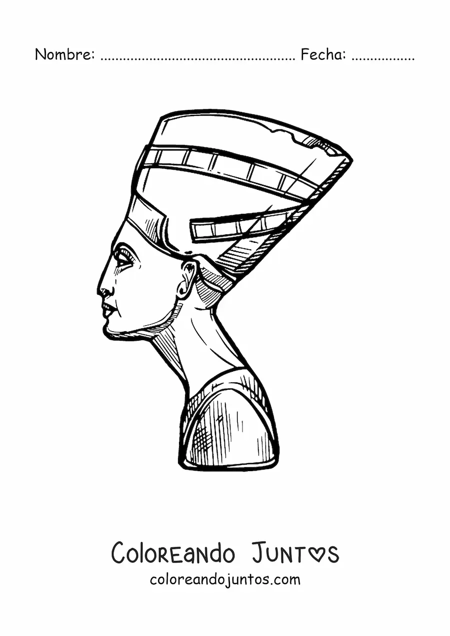 Imagen para colorear de escultura de nefertiti