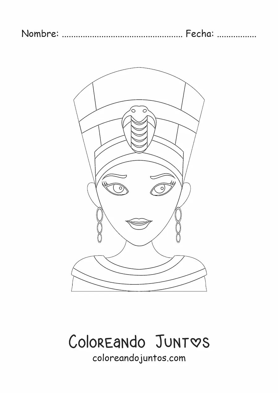 Imagen para colorear de nefertiti fácil