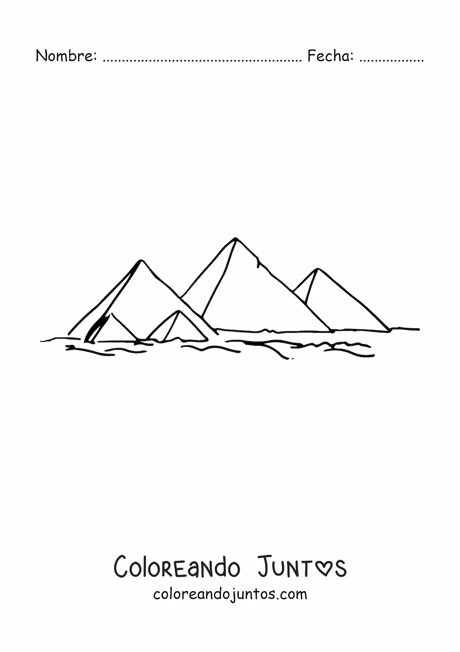 Imagen para colorear de pirámides egipcias en el desierto