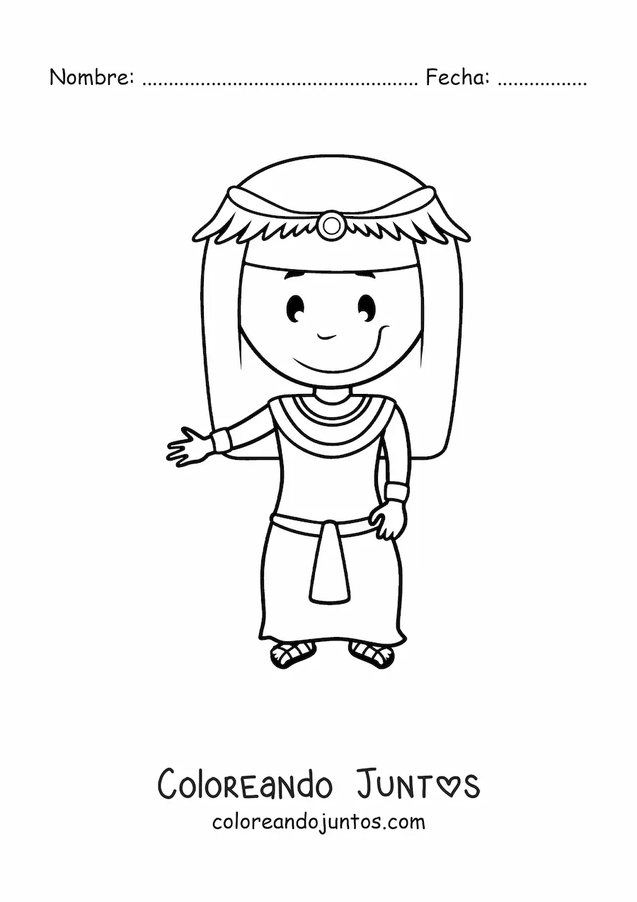 Imagen para colorear de mujer egipcia animada