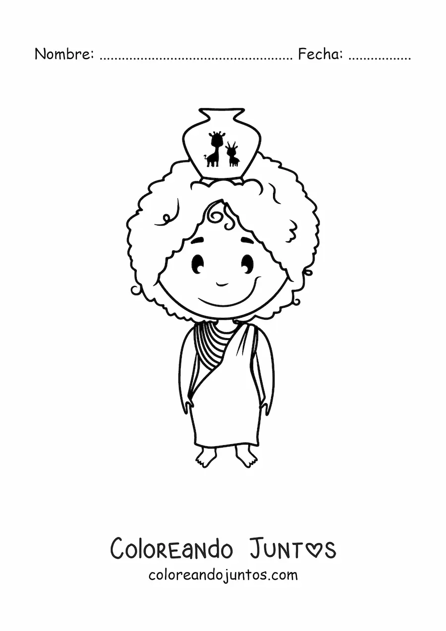 Imagen para colorear de mujer africana animada