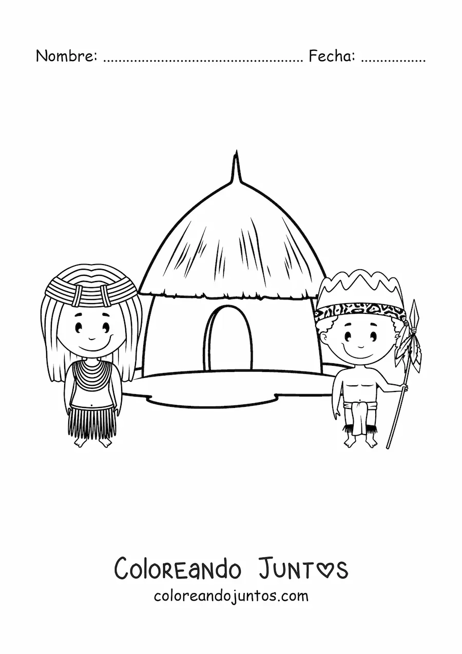 Imagen para colorear de choza de la tribu africana